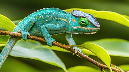 Fototapeta premium A chameleon is spelled with an e and ends with an n, not m
