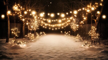 Snowy Night Pathway Illuminated String Lights
