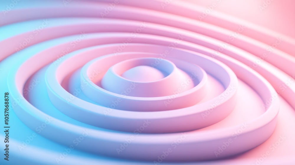 Poster mesmerizing expansion of concentric circles in soft tones