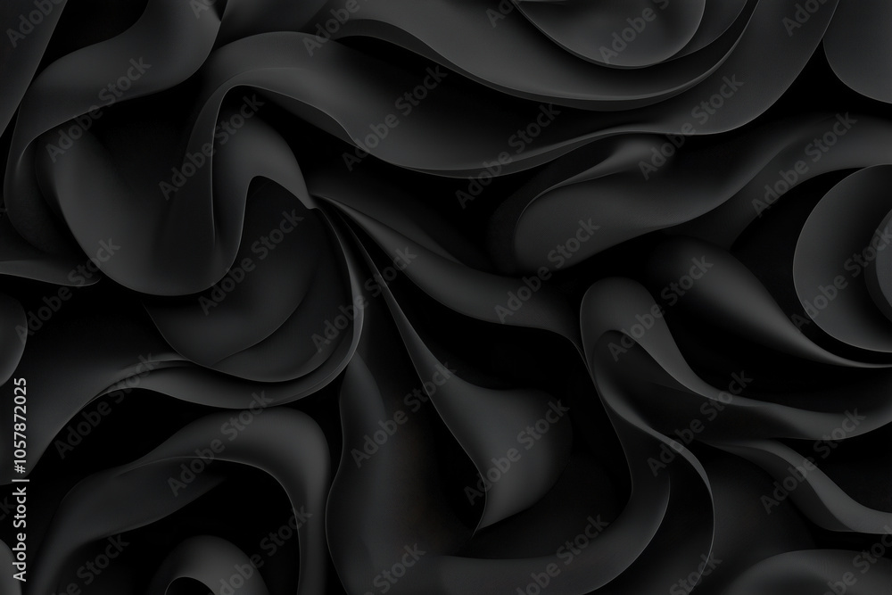 Aufkleber textured black fabric with elegant folds creating soft, flowing shapes and patterns