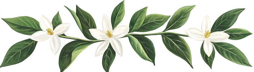 Obraz premium Rare Botanical Illustration of Exotic Flower and Leaves