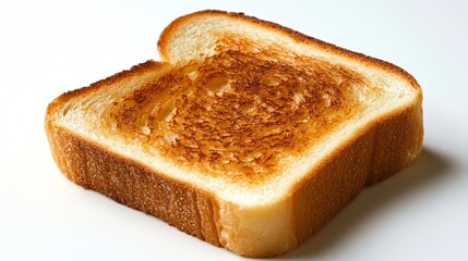 Slice of toasted white bread on white background