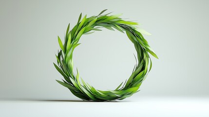 Obraz premium An elegant illustration of a simple, stylized wreath made of minimalist green lines on a white background. 
