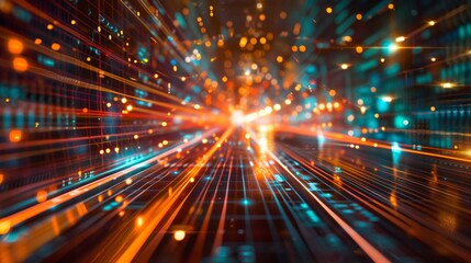 Fototapeta premium Abstract digital technology background with dynamic light effects