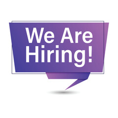 Speech Bubble And We Are Hiring! Text Banner Vector Design.