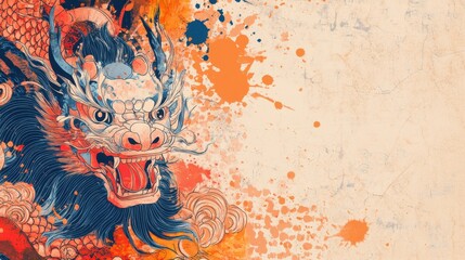 Vibrant Mythical Creature Painting with Splash of Color