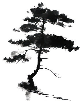 PNG Pine tree drawing black style.