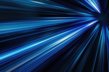 digitally generated image of blue light and stripes moving fast over black background