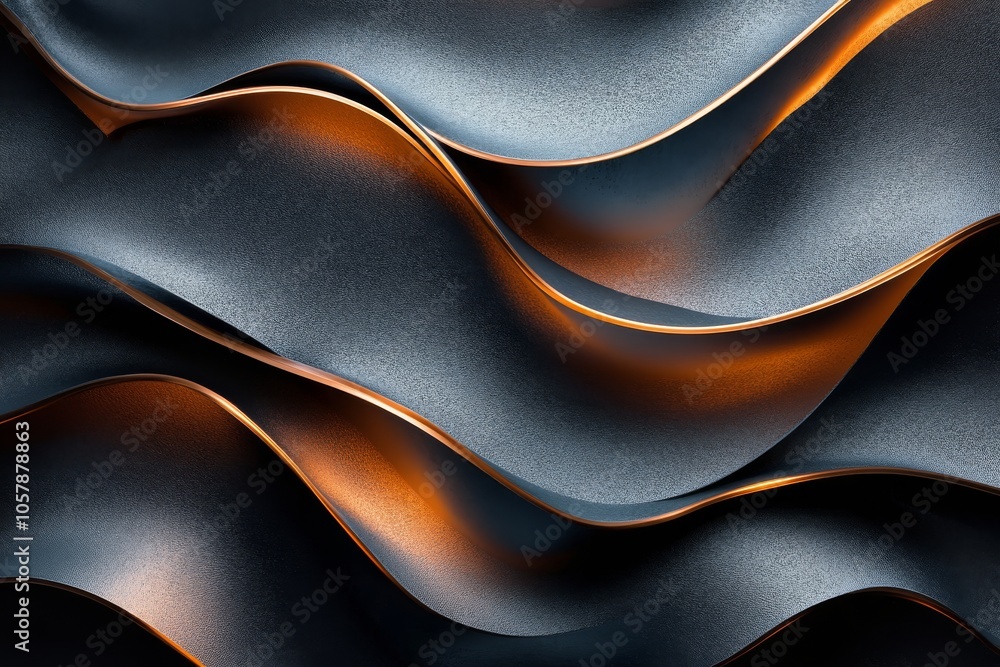 Aufkleber flowing fabric waves in shades of gray and orange create a dynamic abstract composition