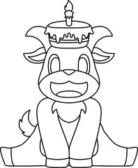 Goat Birthday Candle Cake Animal Vector Graphic Art Illustration