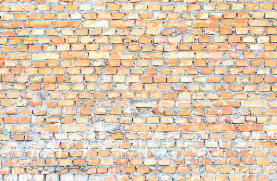Rustic orange brick wall texture, detailed surface, bright and weathered, masonry illustration, architecture, building exterior concept