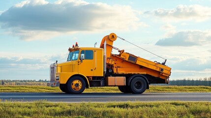 Obraz premium yellow dump truck on the road