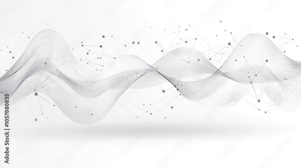 Poster digital gray technology theme with polygonal network and interconnected lines, futuristic look