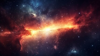 A space themed background with bright stars, galaxies and nebulae on a dark sky, giving off a magical feeling.