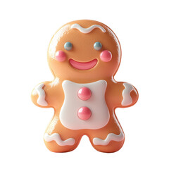 Naklejka premium gingerbread man with a rounded soft body decorated on isolate transparency background, PNG