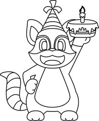 Squirrel Birthday Party hat Animal Vector Graphic Art Illustration