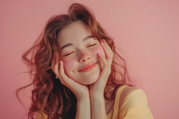 Fototapeta premium Attractive girl posing cheerfully in luxury setting.