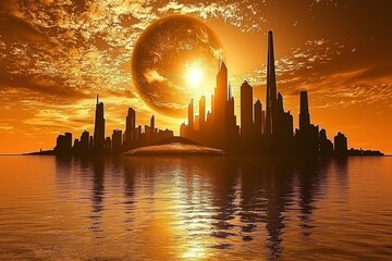 With transparent buildings, a futuristic city skyline can be seen