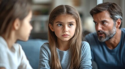 Parents arguing while their child watches from the corner, highlighting the emotional strain family conflicts place on children