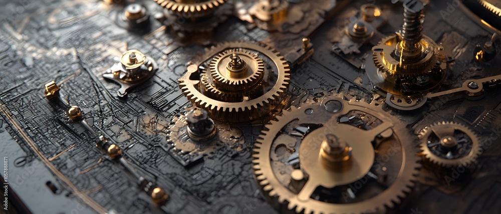 Aufkleber intricate gears and clockwork mechanics showcase the art of precision engineering and timeless craft