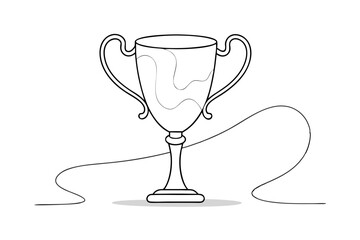 Line Drawing of a Trophy Cup Award Symbol in Minimalist Style