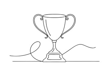 Line Drawing of a Trophy Cup Award Symbol in Minimalist Style