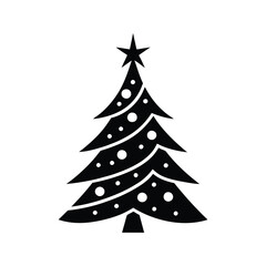 black christmas tree icons on white background. Vector illustration.