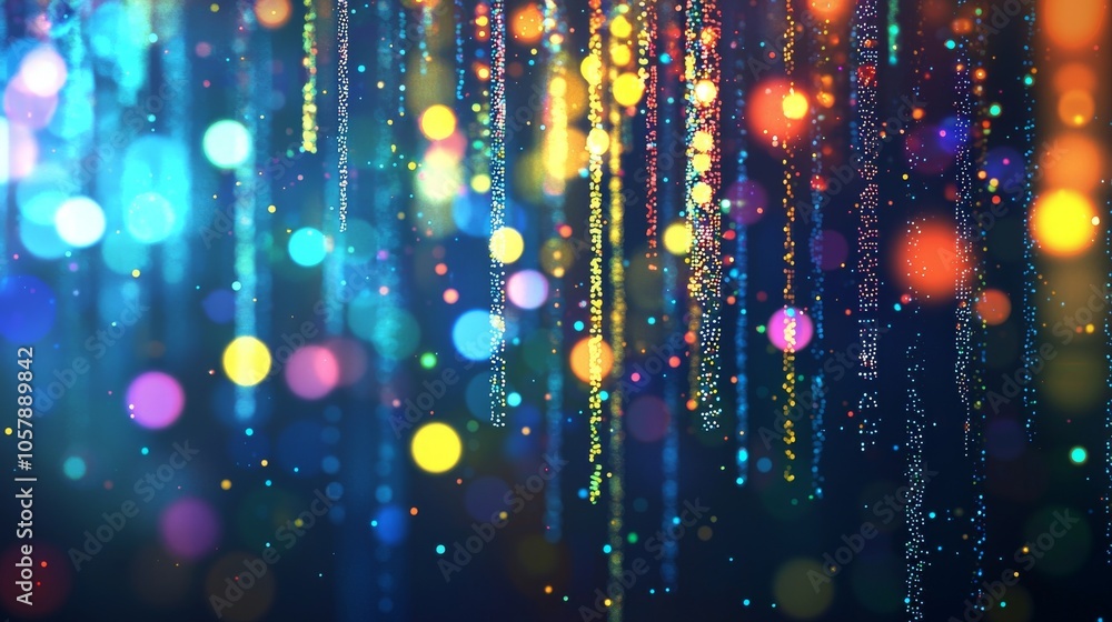 Poster network nodes and encrypted data streams illuminate a glowing matrix