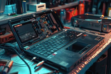 Repairing laptop computer.