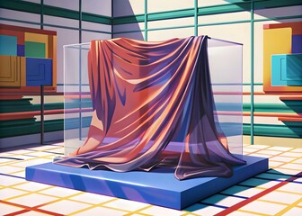 Colorful Abstract Fabric Displaying Artistic Modern Interpretation Stunning