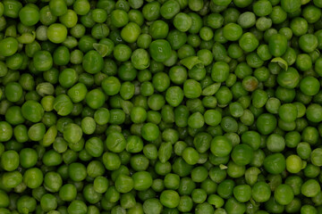 Green Peas. Green background. Peas background. Top view.