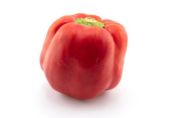 Red sweet bell pepper half isolated on white background