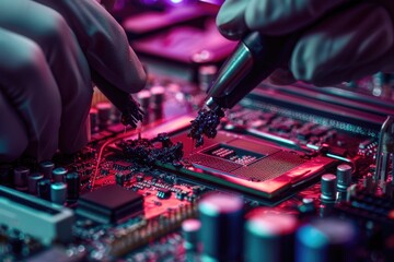 the master applies thermal grease to the computer processor. Computer Repair
