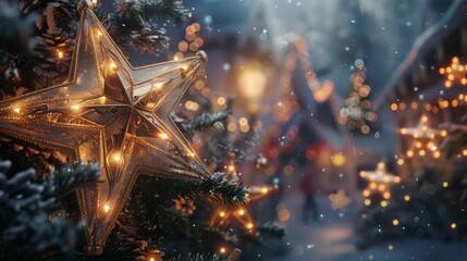 The holiday decorations feature sparkling stars, and the Christmas greeting card is adorned with festive imagery. 