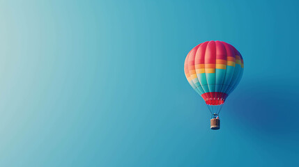 Fototapeta premium Hot air balloon ride over blue sky on a sunny day with a clear blue sky.