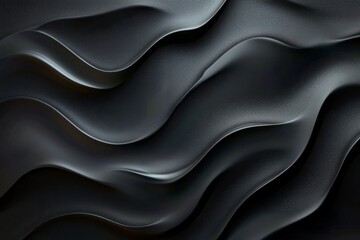 Obraz premium Black textured curves create a dynamic wave pattern on a dark surface in a modern artistic concept