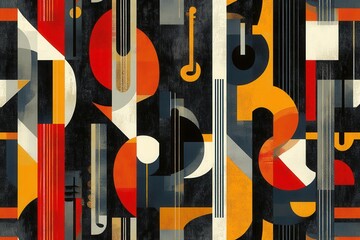 Trendy geometric art with timeless jazz influences - endless pattern design