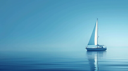 Fototapeta premium The deep blue ocean is the perfect backdrop for this beautiful sailboat.