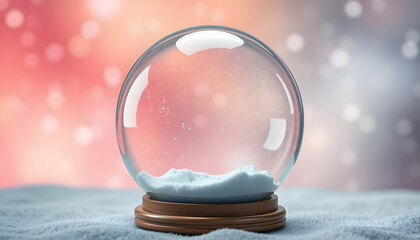 Magical empty snow globe on color background. Space for text isolated with white highlights, png