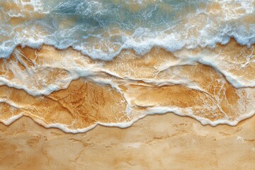 Obraz premium Gentle ocean waves rolling onto sandy shore at sunset creating soothing natural patterns