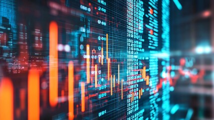 Abstract Financial Data Graph with Blue and Red Lines