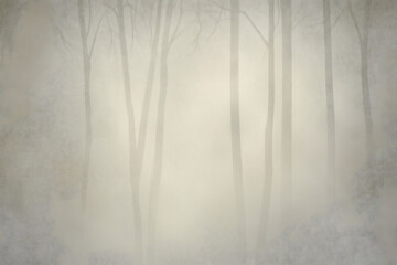 Obraz premium Gentle matte grey fog background with trees creating an ethereal atmosphere and diffused lighting