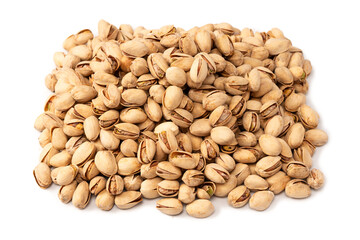 Tasty pistachios isolated on a white background.