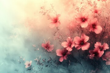 Soft Pink Flowers on Dreamy Background