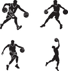 Silhouette of person playing basketball graphic vector