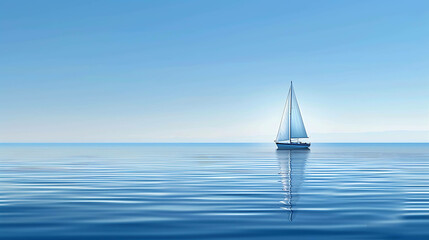 Obraz premium The deep blue sea is the perfect backdrop for this beautiful sailboat.