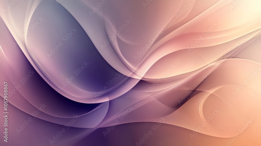Fototapete Abstract curved shape background with flowing lines and organic patterns. Presented with soft gradients and subtle shadows for a soft and elegant effect.