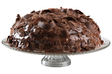 Homemade cake with chocolate frosting on a transparent background