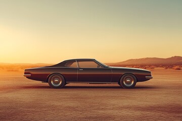 Abandoned beautiful retro car in the sands