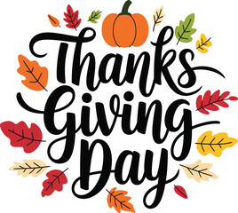 Obraz premium Thanksgiving Pumpkin Decoration with Autumn Leaves